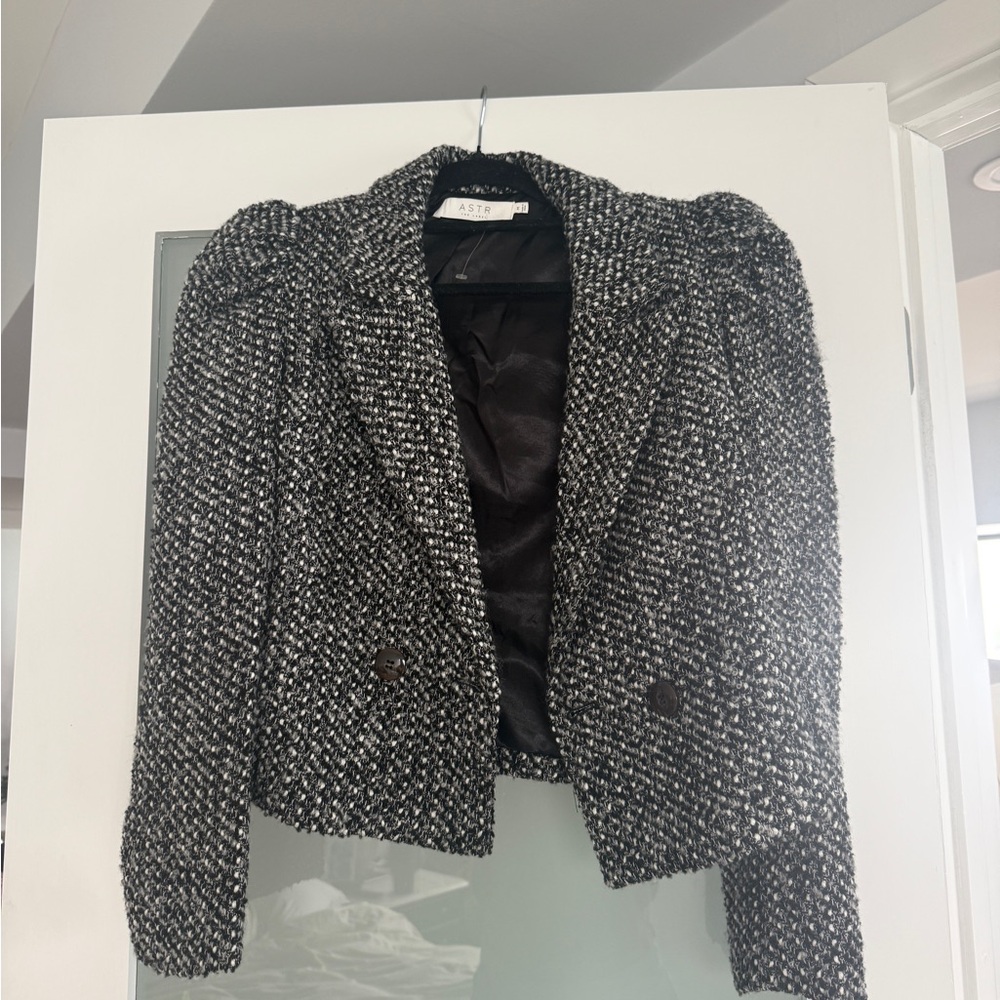 Astr Black and White Tweed Blazer